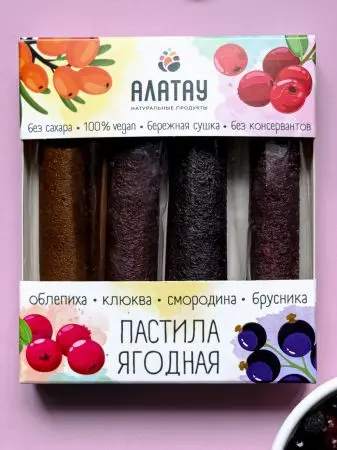 Пастила ягодная ассорти (без сахара) 180 гр Пастила ягодная ассорти (без сахара) 180 гр